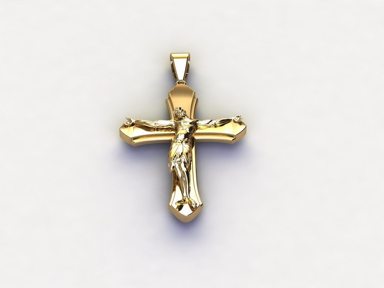 High Light Gold Jesus Christ Cross Pendant 18 3D model_3
