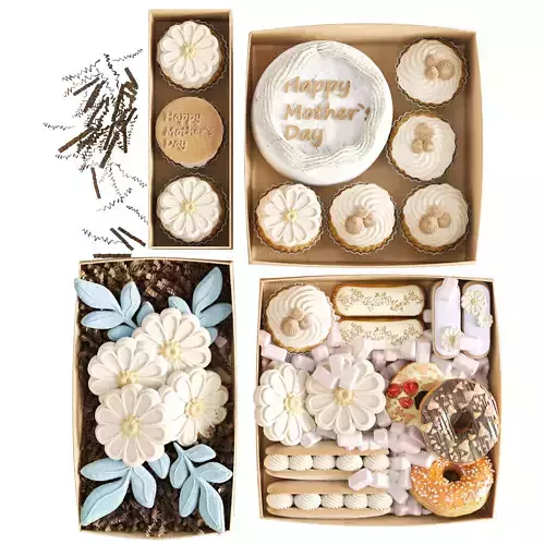 Gift box with cake desserts for New Year or Birthday