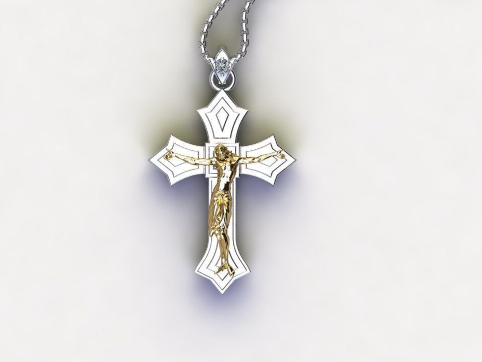 Jesus Christ Cross Pendant 12 3D model_2