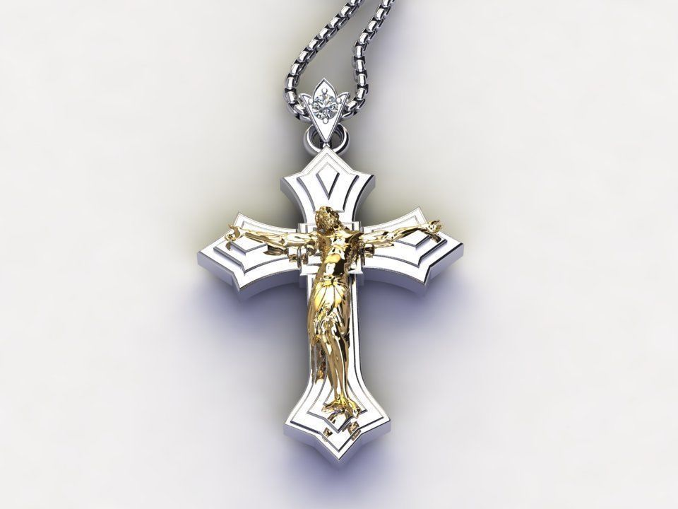 Jesus Christ Cross Pendant 12 3D model_4