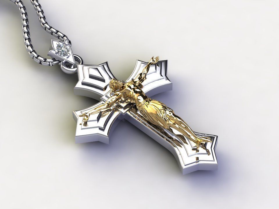 Jesus Christ Cross Pendant 12 3D model_3