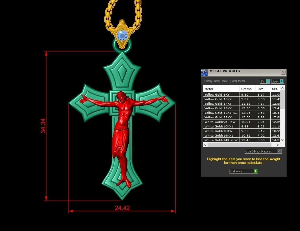 Jesus Christ Cross Pendant 12 3D model_1