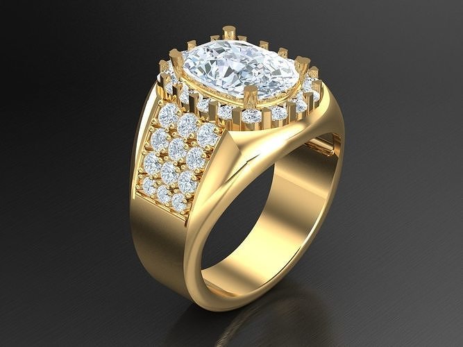 Men Diamond Multi Cluster Ring 1MR52 3D print model
