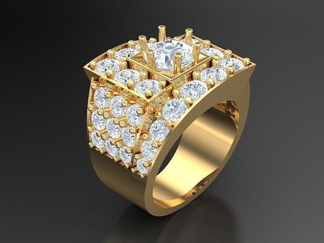 Men Diamond Multi Cluster Ring 1MR51 3D print model