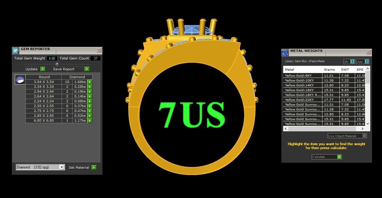 Men Diamond Multi Cluster Ring 1MR51 3D print model_1