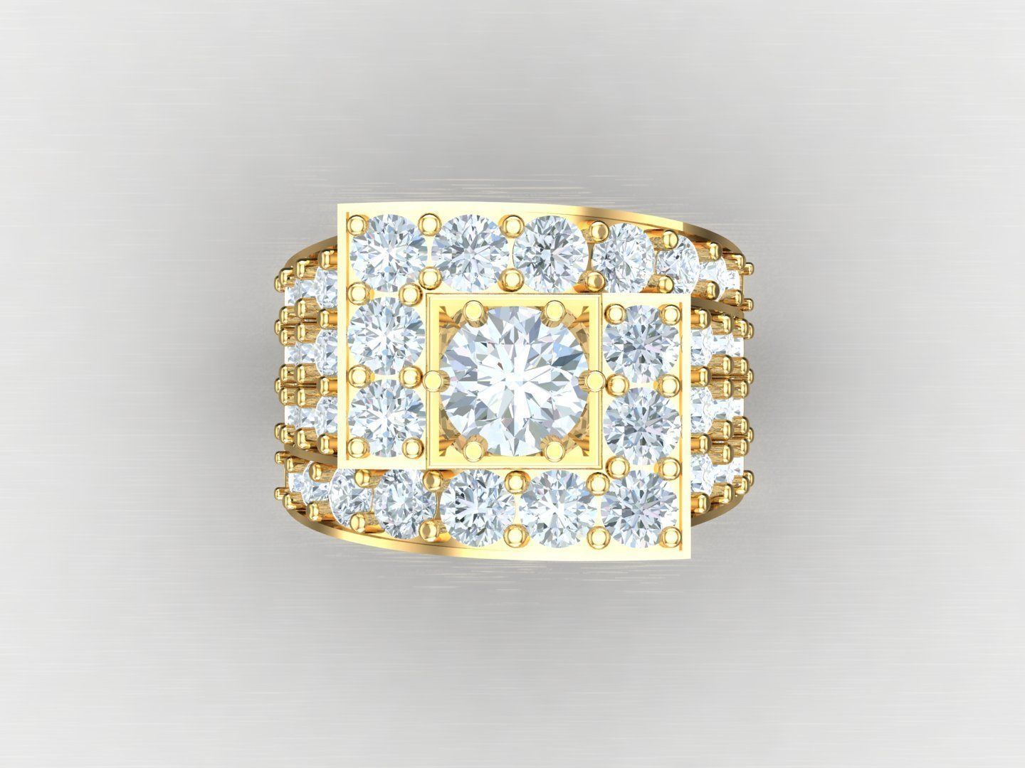 Men Diamond Multi Cluster Ring 1MR51 3D print model_4