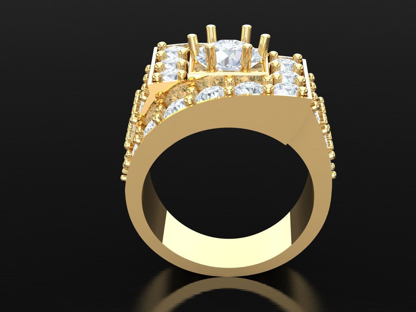 Men Diamond Multi Cluster Ring 1MR51 3D print model_2