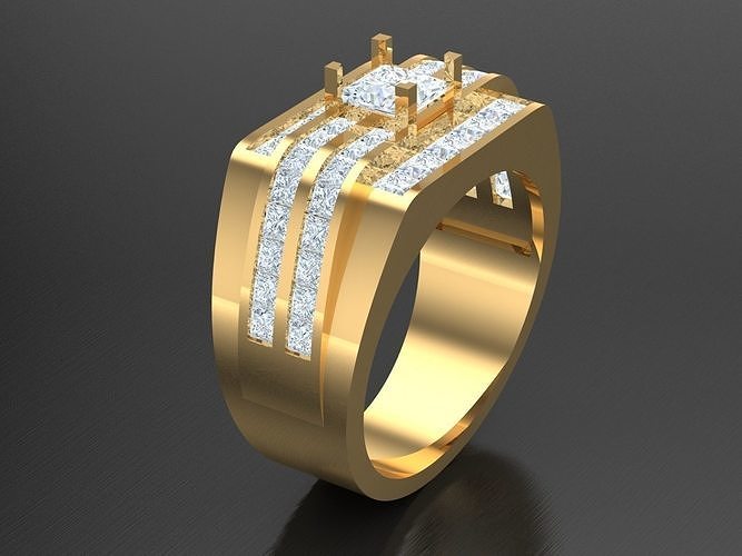 Men Princess Diamond Multi Cluster Ring 1MR50 3D print model