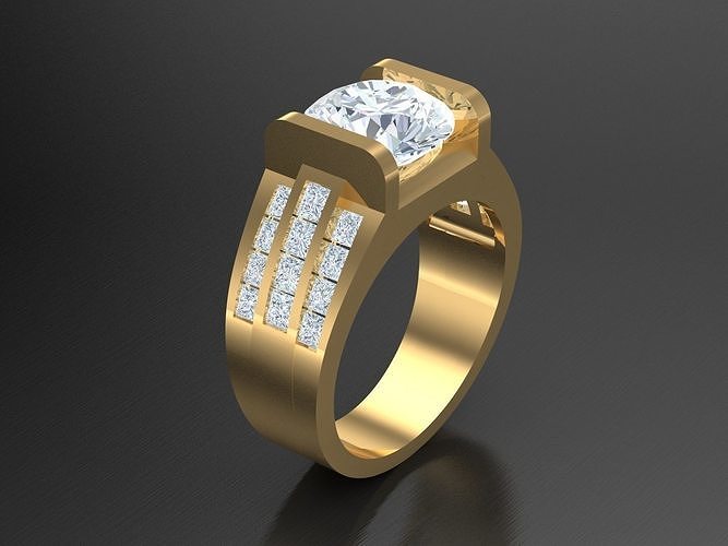 Men Princess Diamond Multi Cluster Ring 1MR49 3D print model