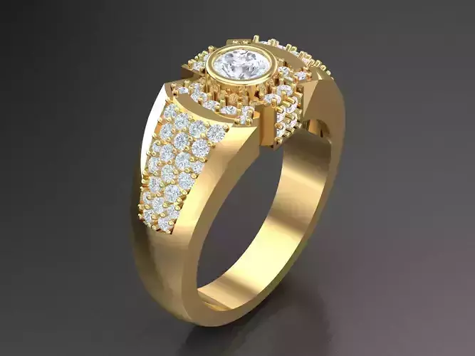 Classic Men Diamond Multi Cluster Ring 1MR47 3D print model