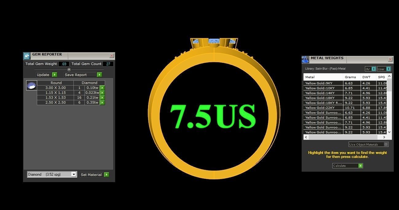 Men Diamond Multi Cluster Ring 1MR45 3D print model_1