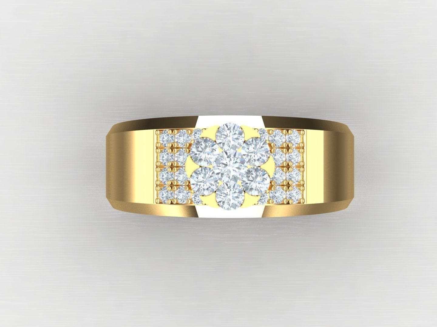 Men Diamond Multi Cluster Ring 1MR45 3D print model_4