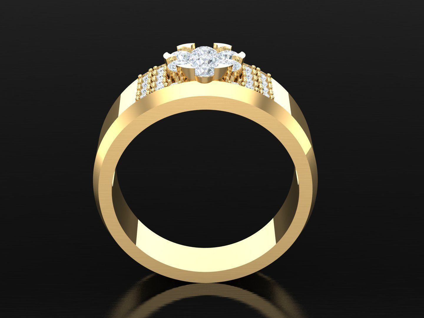 Men Diamond Multi Cluster Ring 1MR45 3D print model_2