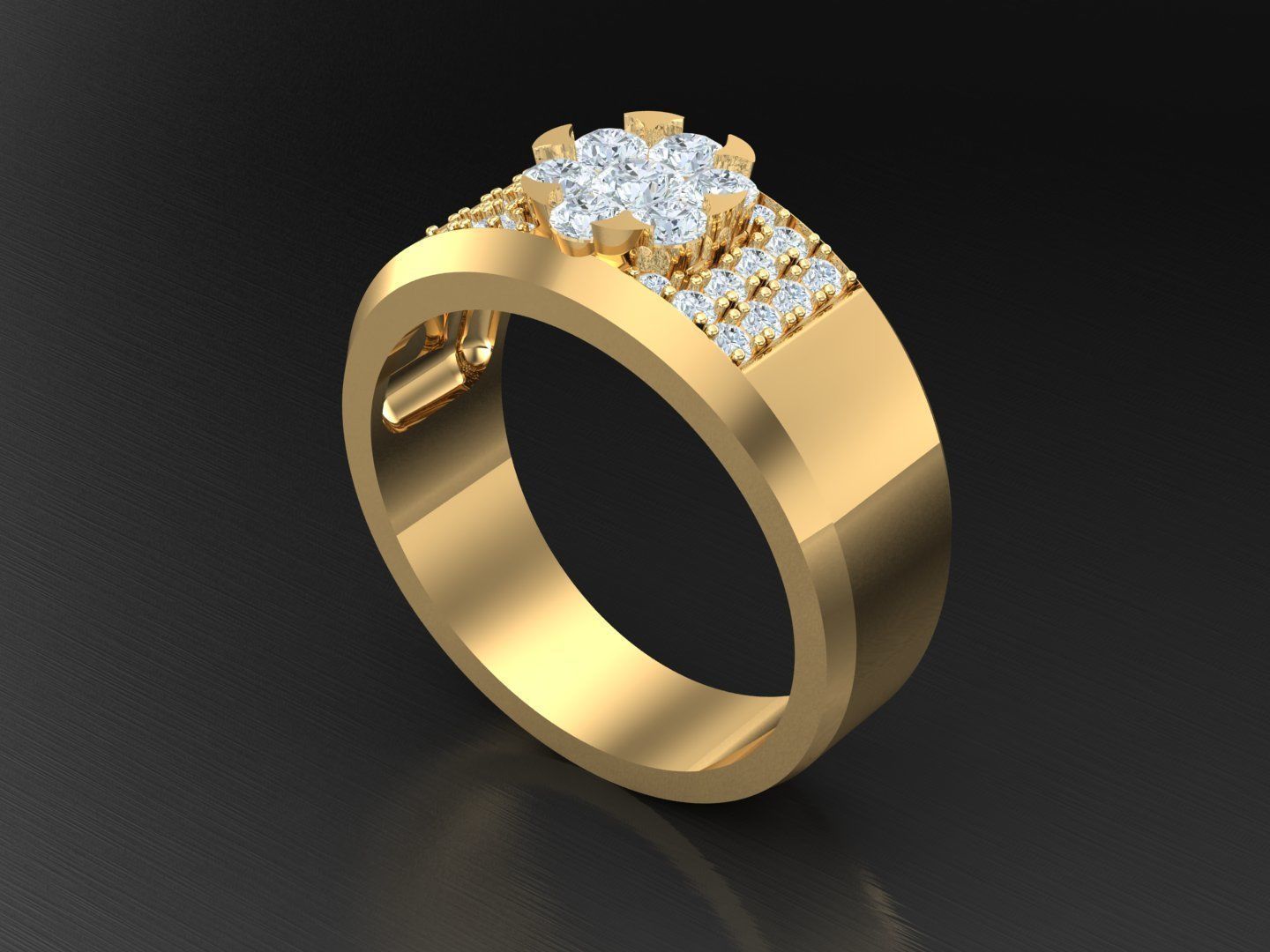 Men Diamond Multi Cluster Ring 1MR45 3D print model_5