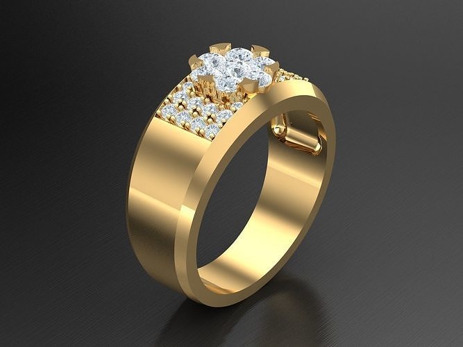 Men Diamond Multi Cluster Ring 1MR45 3D print model