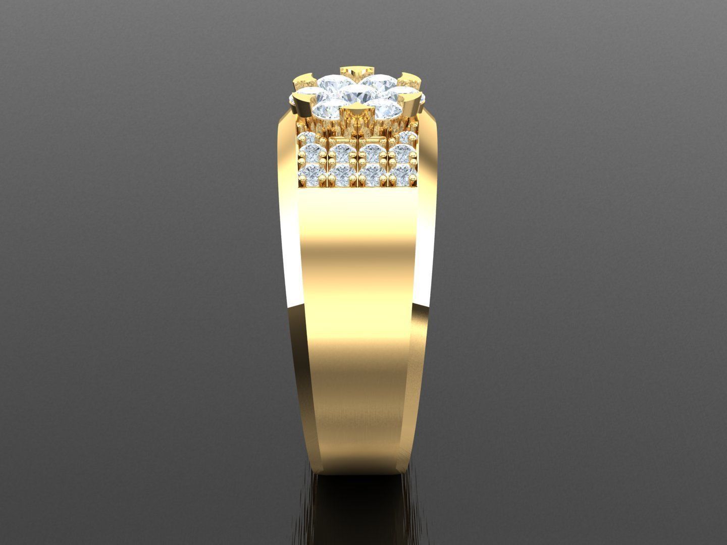 Men Diamond Multi Cluster Ring 1MR45 3D print model_3