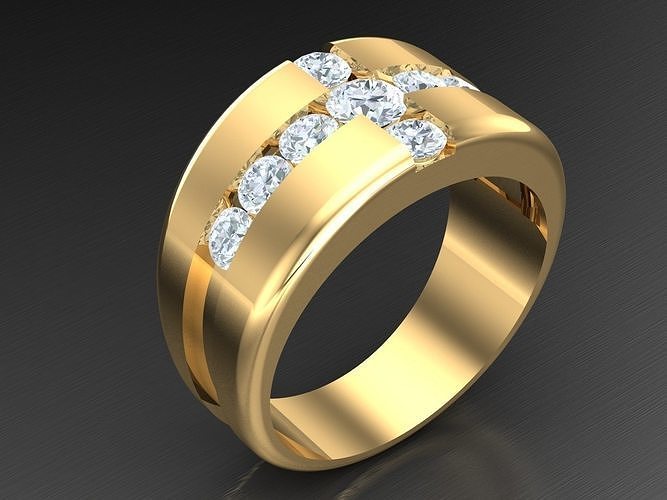 Diamond Multi Cluster Men Ring 1MR44 3D print model