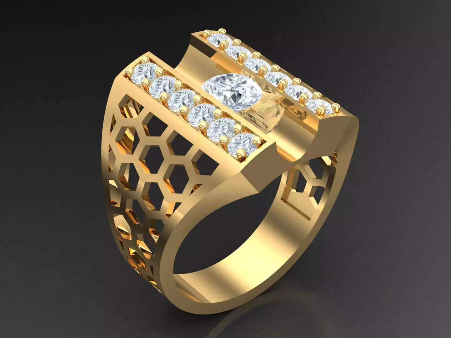 Men Diamond Multi Cluster Ring 1MR41 3D print model_0