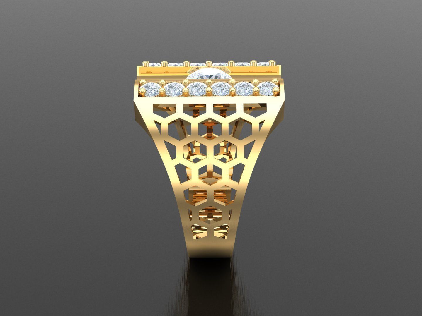 Men Diamond Multi Cluster Ring 1MR41 3D print model_3