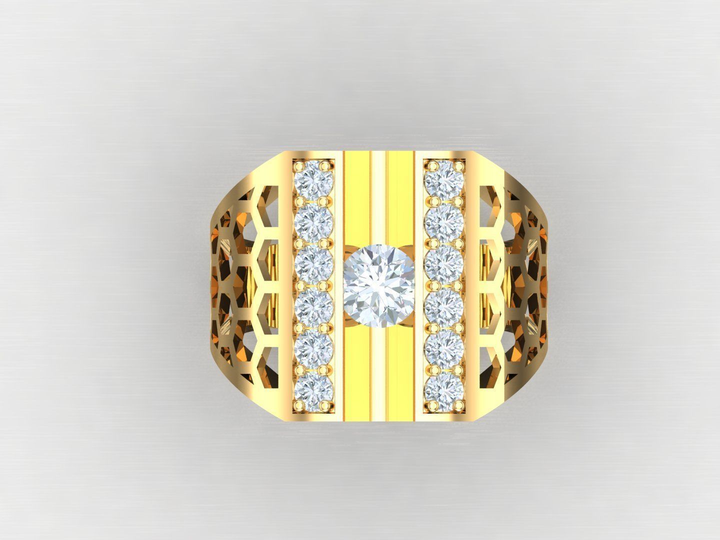 Men Diamond Multi Cluster Ring 1MR41 3D print model_4