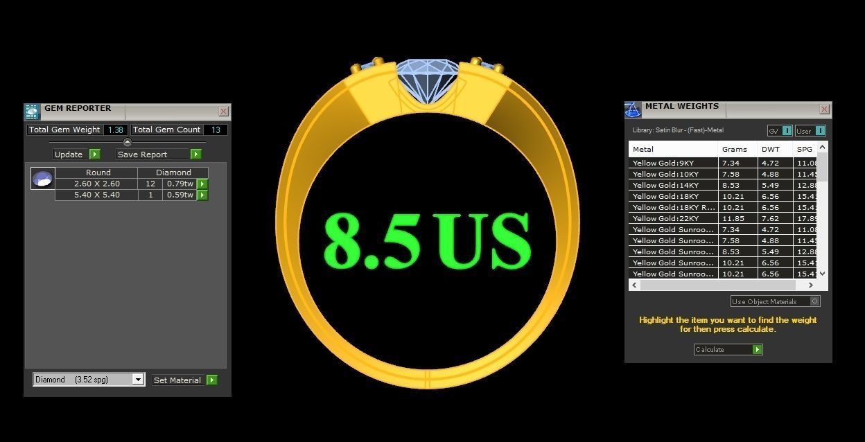 Men Diamond Multi Cluster Ring 1MR41 3D print model_1