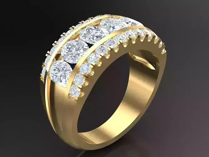  Diamond Multi Cluster Men Ring 1MR37 3D print model