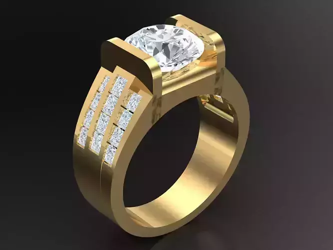 Princess Diamond Multi Cluster Men Ring 1MR36