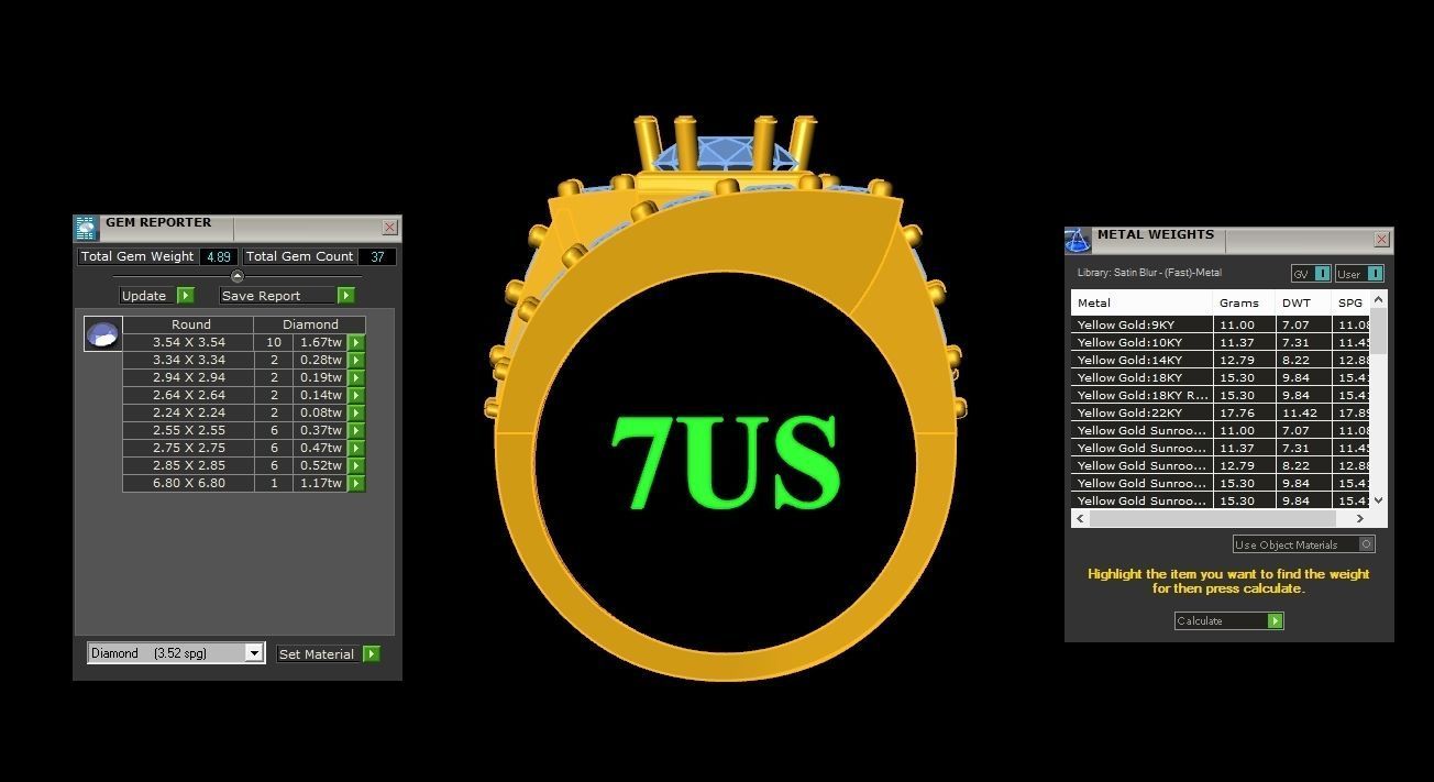 Men Diamond Multi Cluster Ring 1MR35 3D print model_1