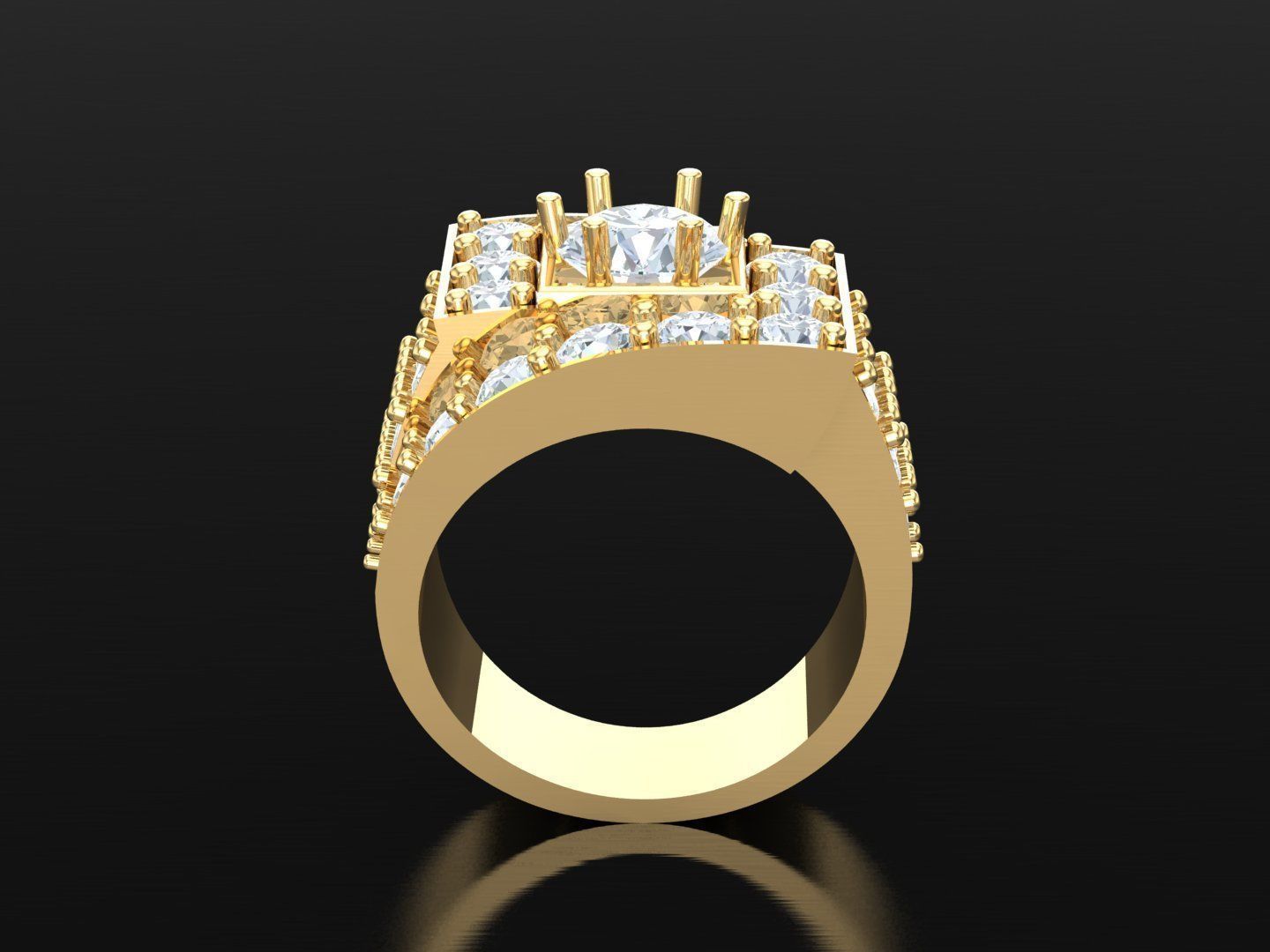 Men Diamond Multi Cluster Ring 1MR35 3D print model_2