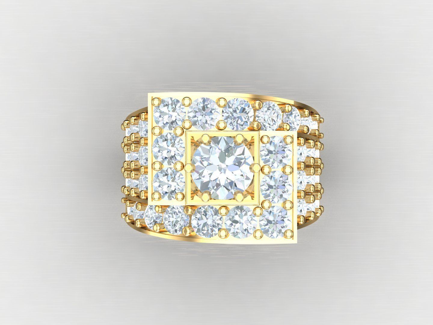 Men Diamond Multi Cluster Ring 1MR35 3D print model_4