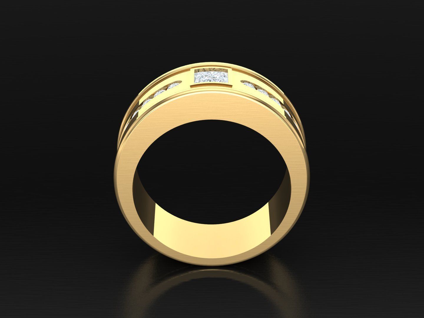 Men Diamond Multi Cluster Ring 1MR33 3D print model_2