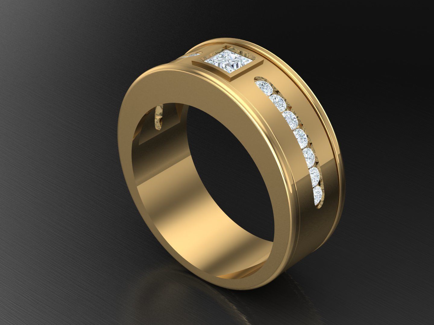 Men Diamond Multi Cluster Ring 1MR33 3D print model_5