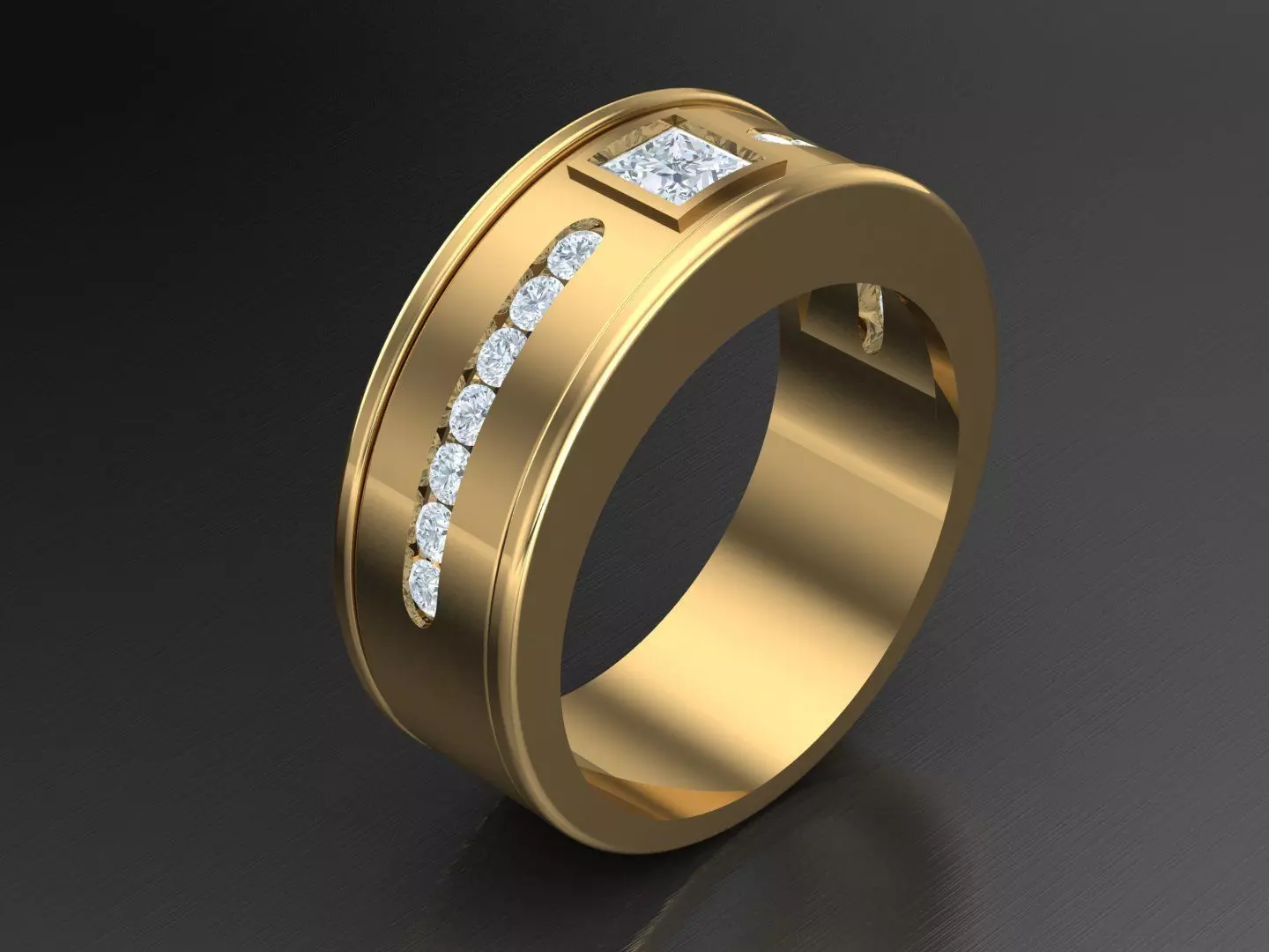 Men Diamond Multi Cluster Ring 1MR33 3D print model_0