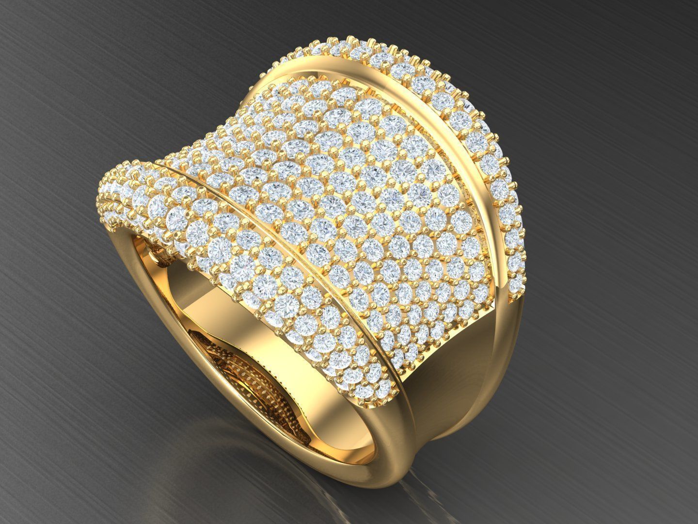 Men Diamond Multi Cluster Ring 1MR32 3D print model_6