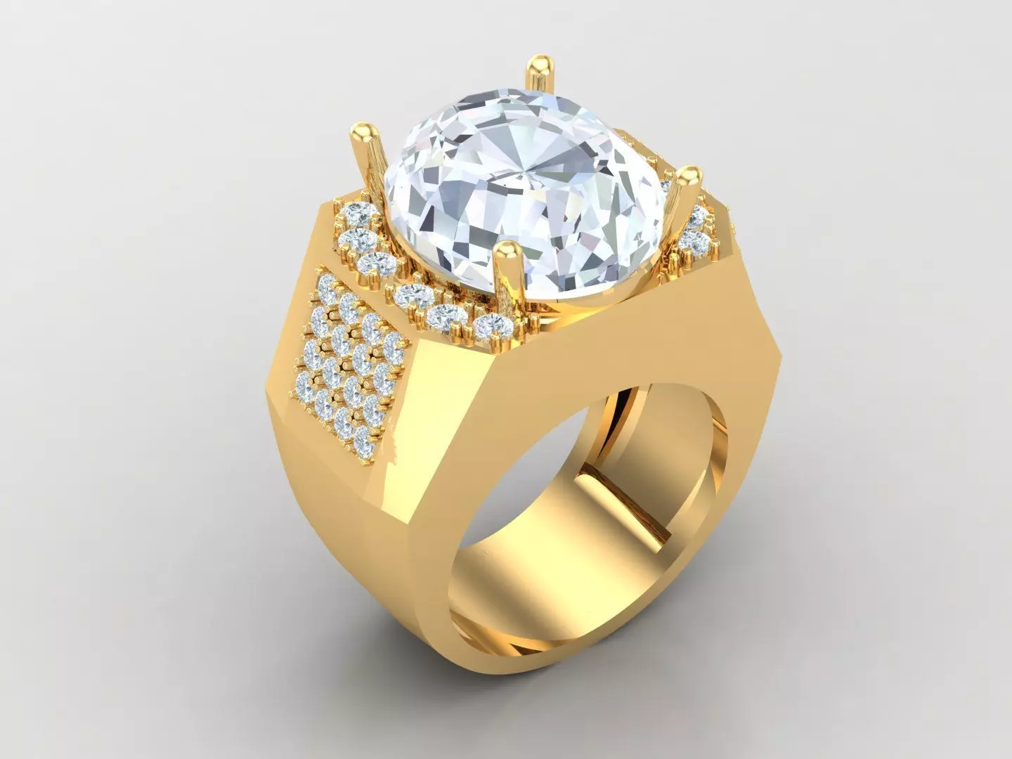 Men Diamond Multi Cluster Ring 1MR24 3D print model