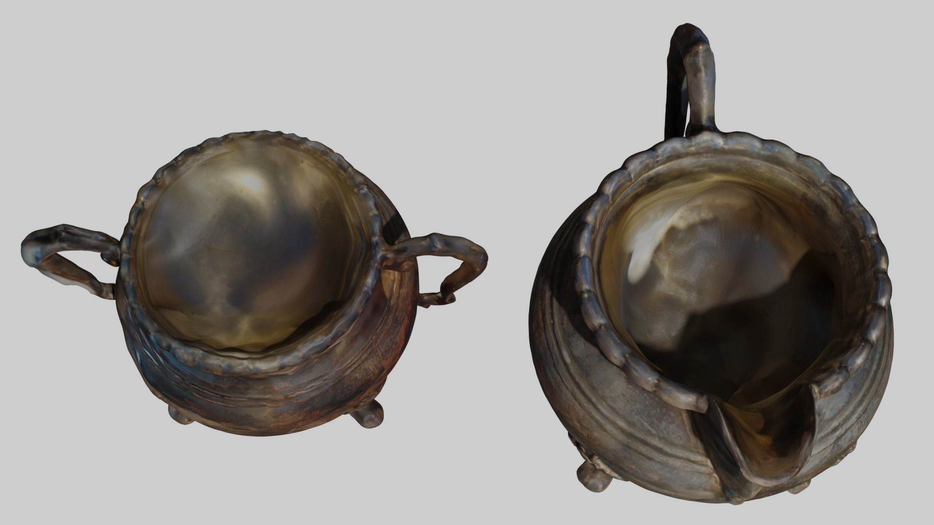 2 Rusty silverware pots  3D model_3