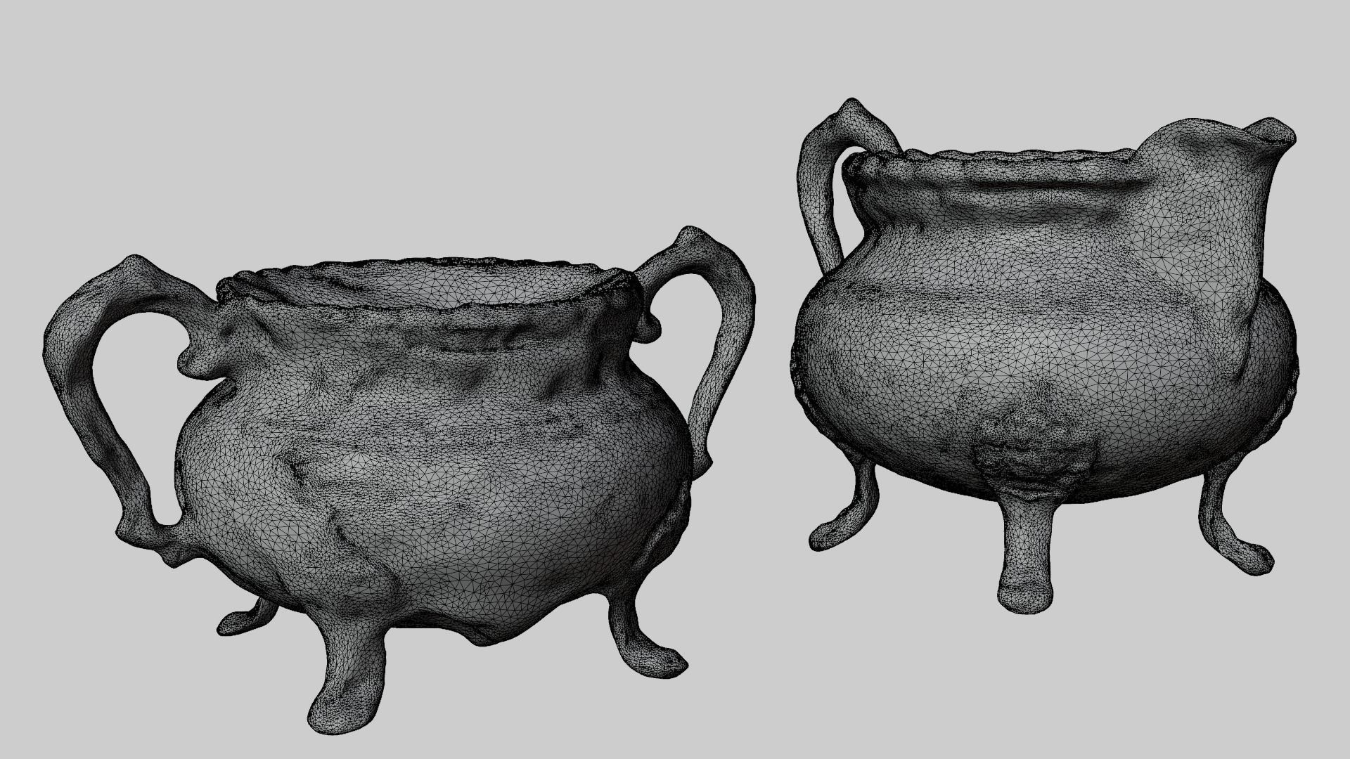 2 Rusty silverware pots  3D model_2