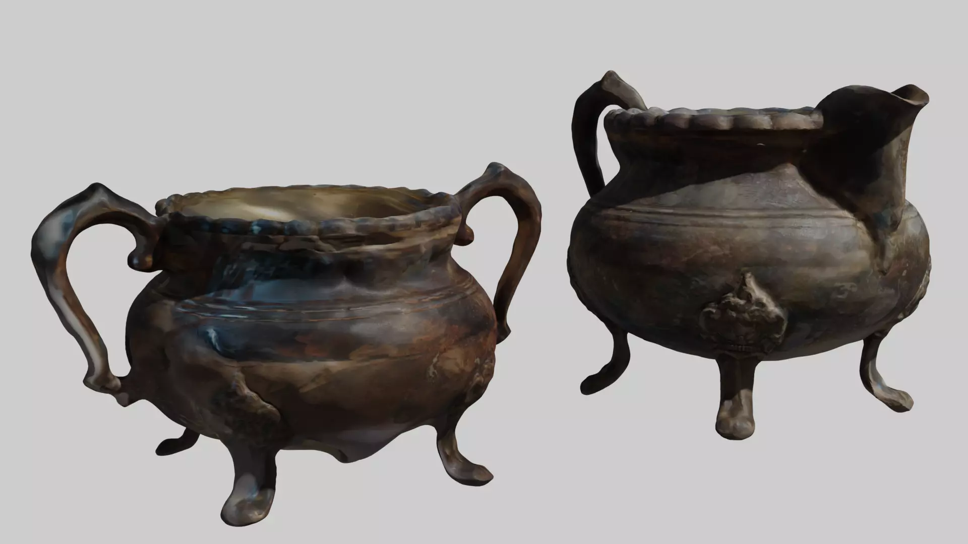 2 Rusty silverware pots  3D model_0