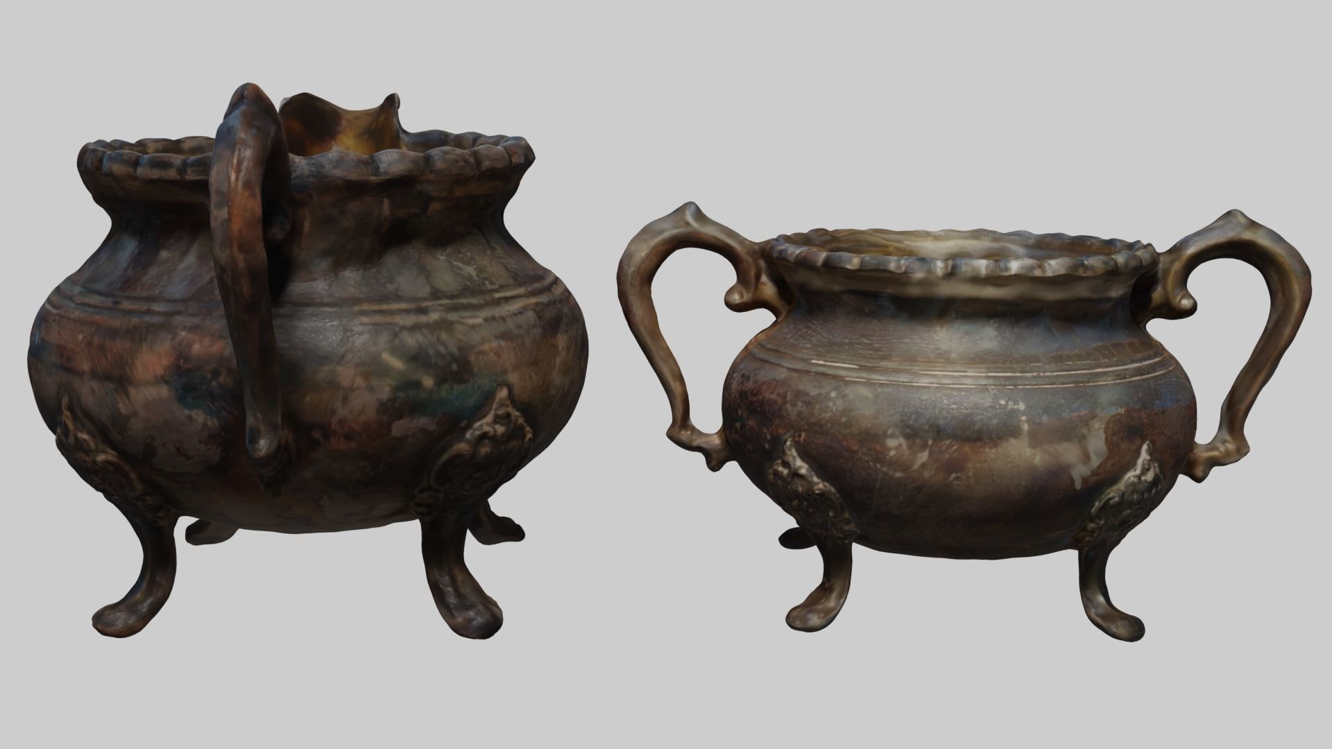 2 Rusty silverware pots  3D model_6