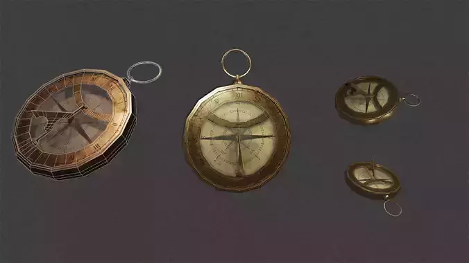 Low Poly Compass Low-poly 3D model