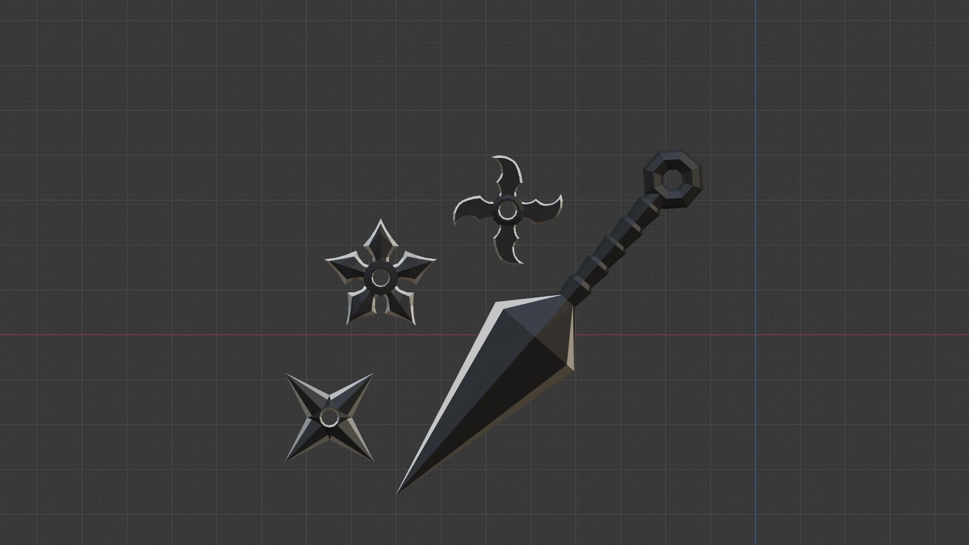 ninja weapon v1 kunai shuriken 3 style Low-poly 3D model_5