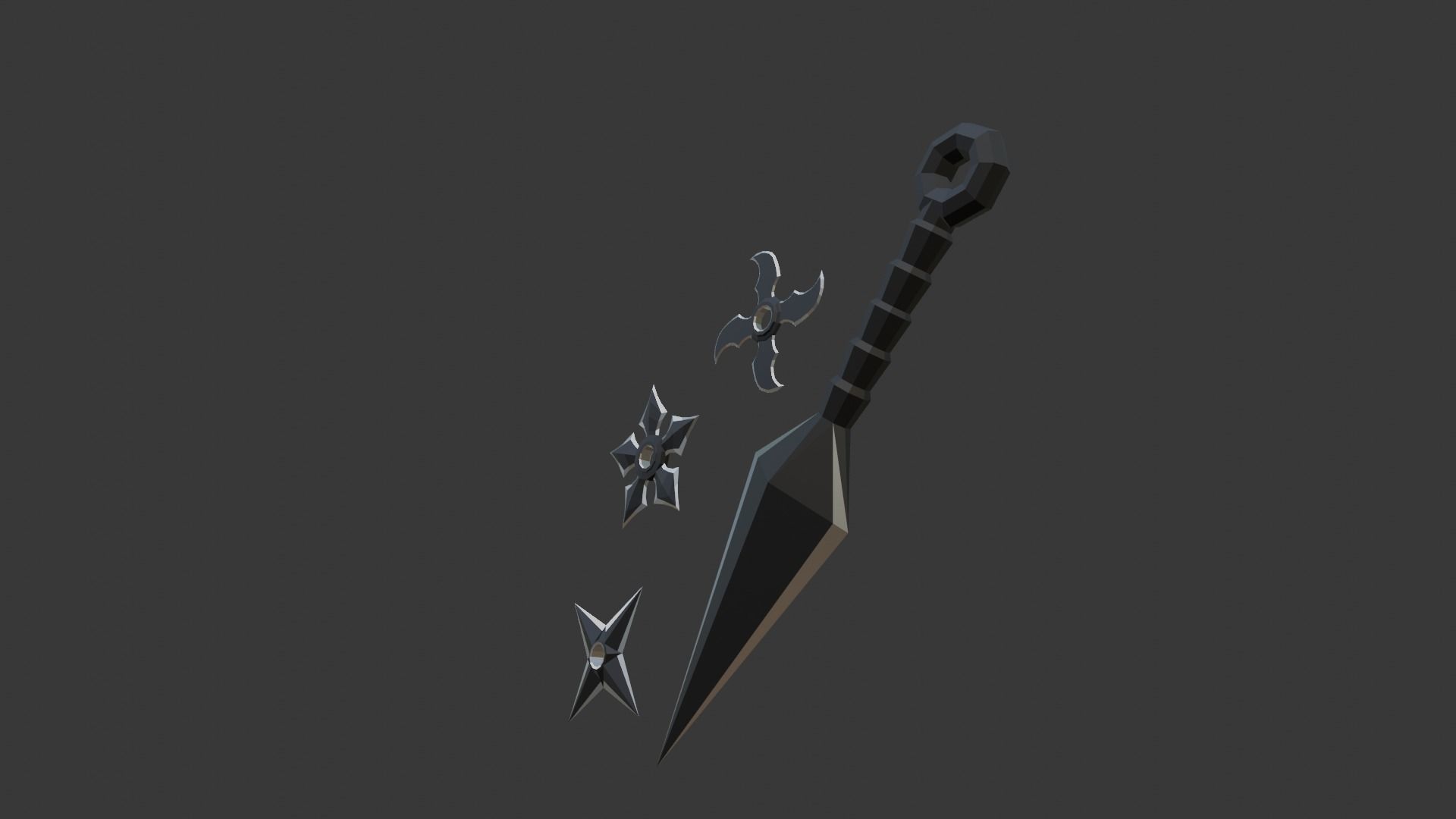 ninja weapon v1 kunai shuriken 3 style Low-poly 3D model_2