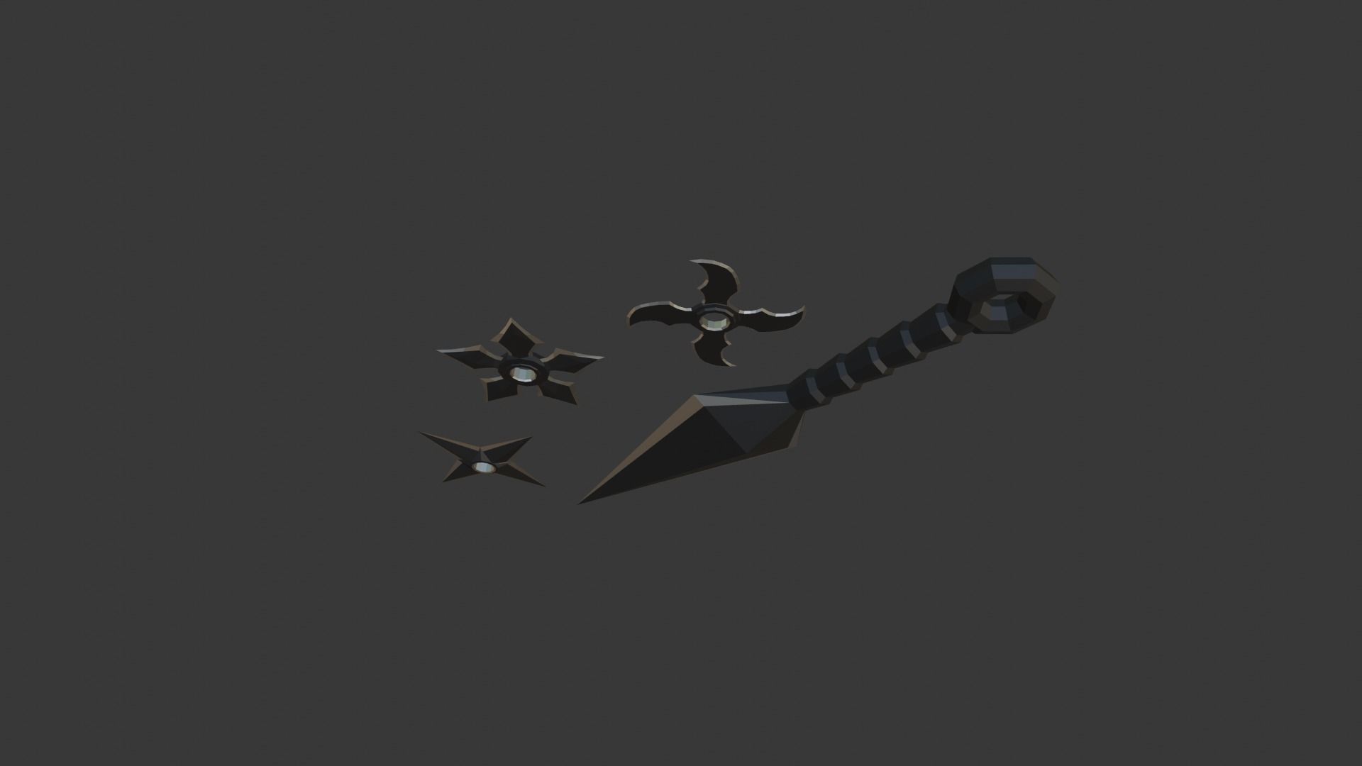 ninja weapon v1 kunai shuriken 3 style Low-poly 3D model_1