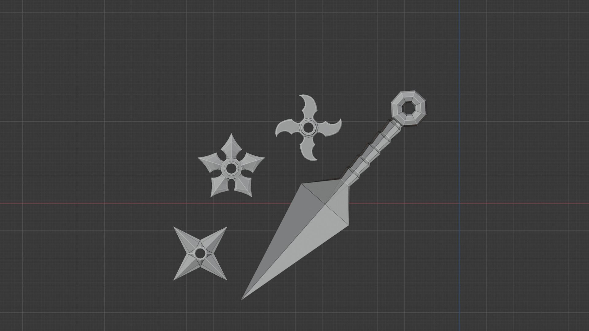 ninja weapon v1 kunai shuriken 3 style Low-poly 3D model_3