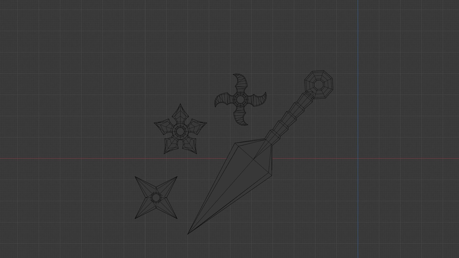 ninja weapon v1 kunai shuriken 3 style Low-poly 3D model_4