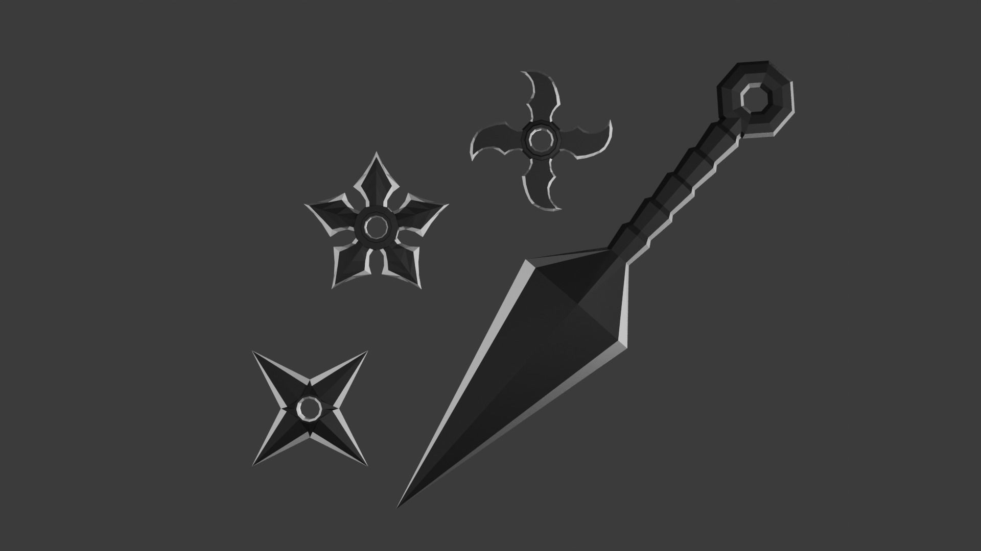 ninja weapon v1 kunai shuriken 3 style Low-poly 3D model_6