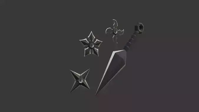 ninja weapon v1 kunai shuriken 3 style Low-poly 3D model ninja weapon v1 kunai shuriken 3 style Low-poly 3D model
