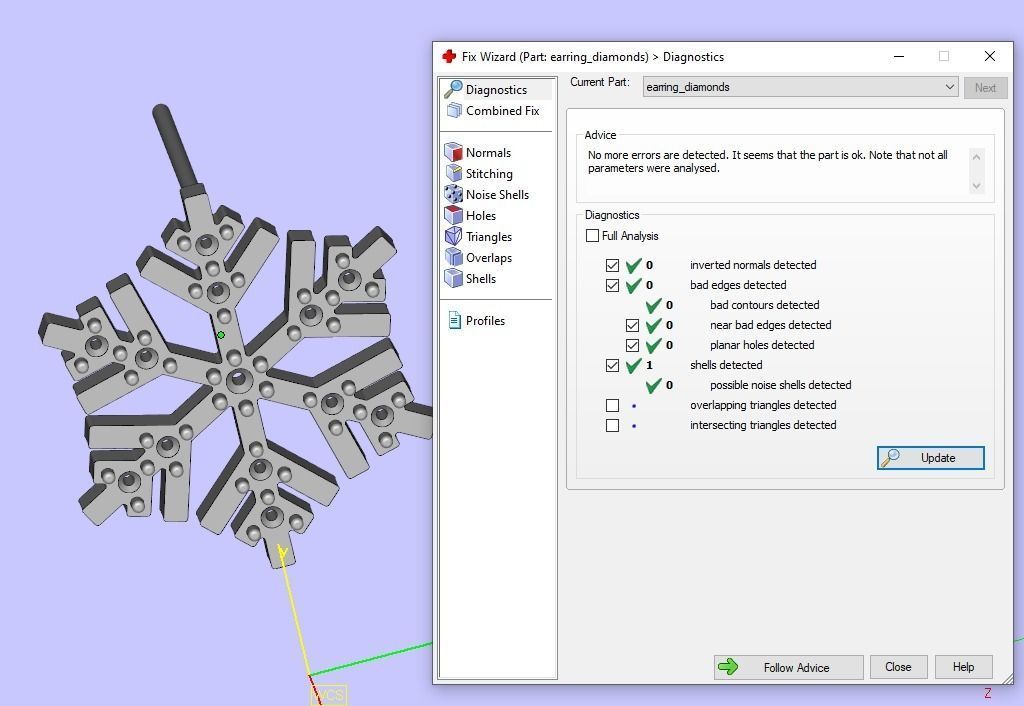 Nice snowflake pack - 4 pendants and 4 stud earrings 3D print model_20