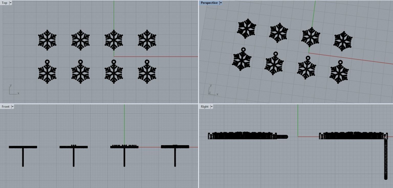 Nice snowflake pack - 4 pendants and 4 stud earrings 3D print model_15