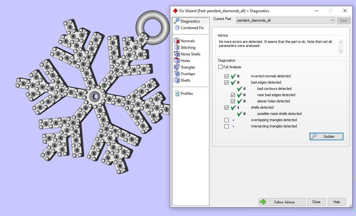 Nice snowflake pack - 4 pendants and 4 stud earrings 3D print model_25